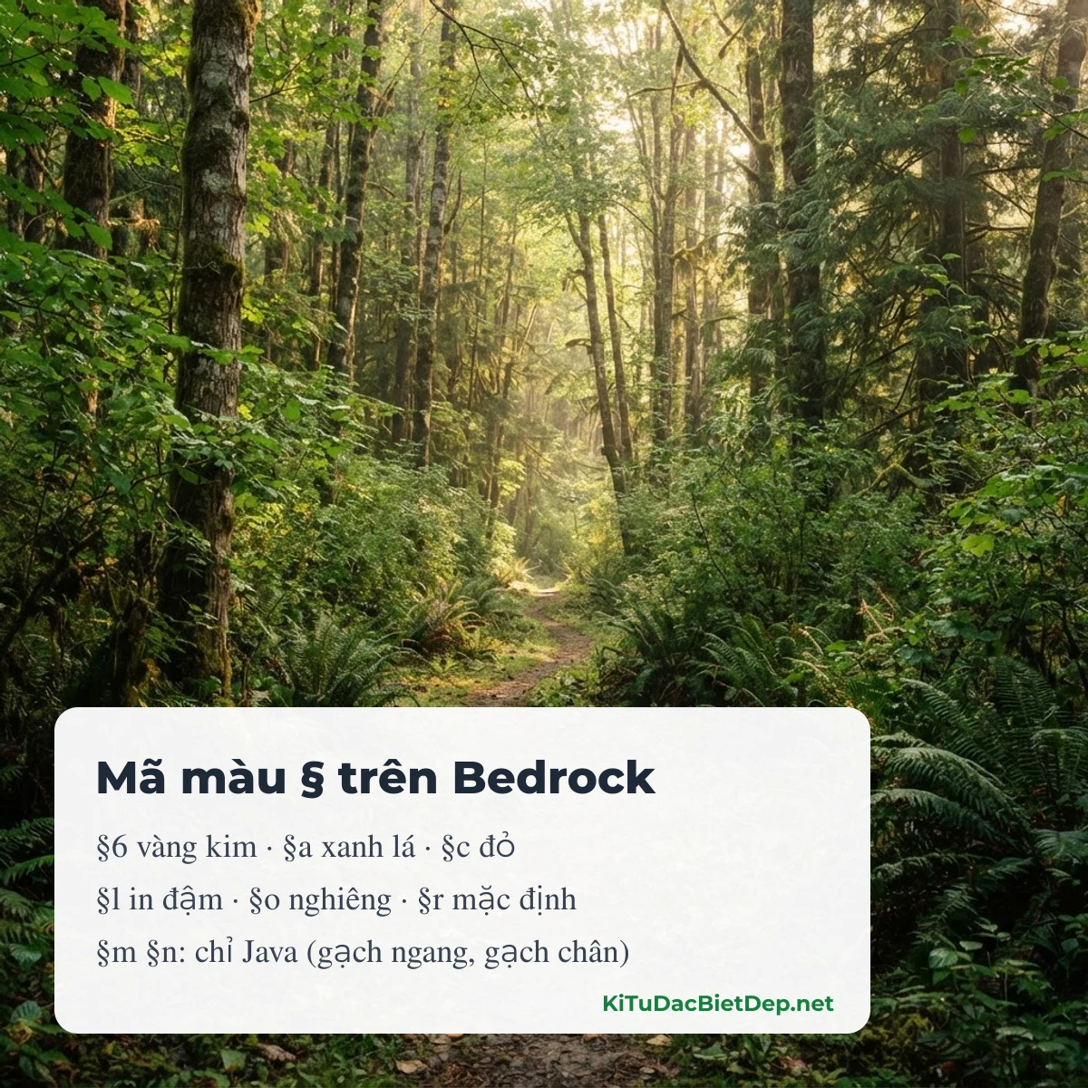 Mã màu § cho tên Minecraft Bedrock